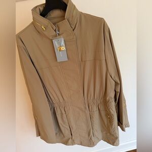 Erin Drawstring Waist Cargo Pocket Raincoat